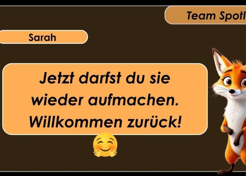 Willkommen zurück, Sarah.