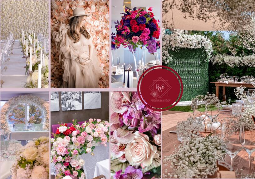 Blumenwand, Champagnerwand, Blumenbogen, Floristik
