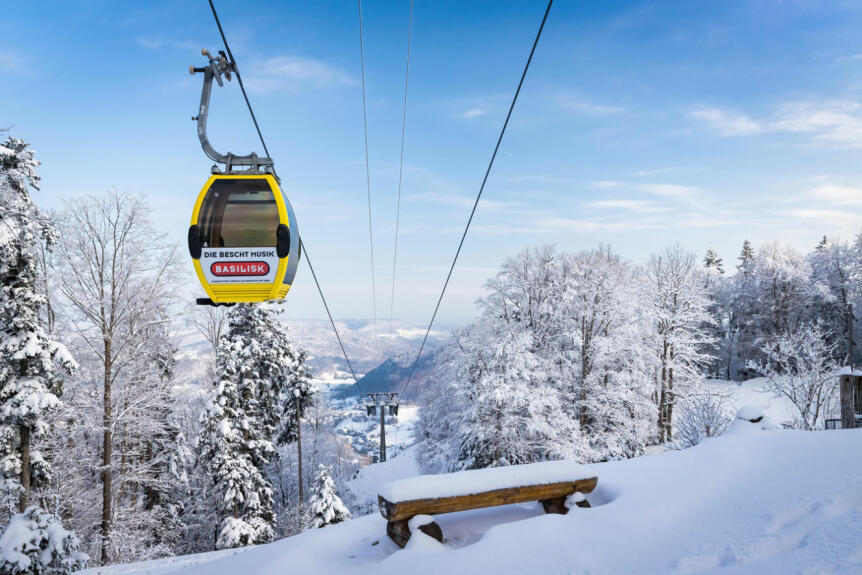 Gondeli im Winter auf den Wasserfallen